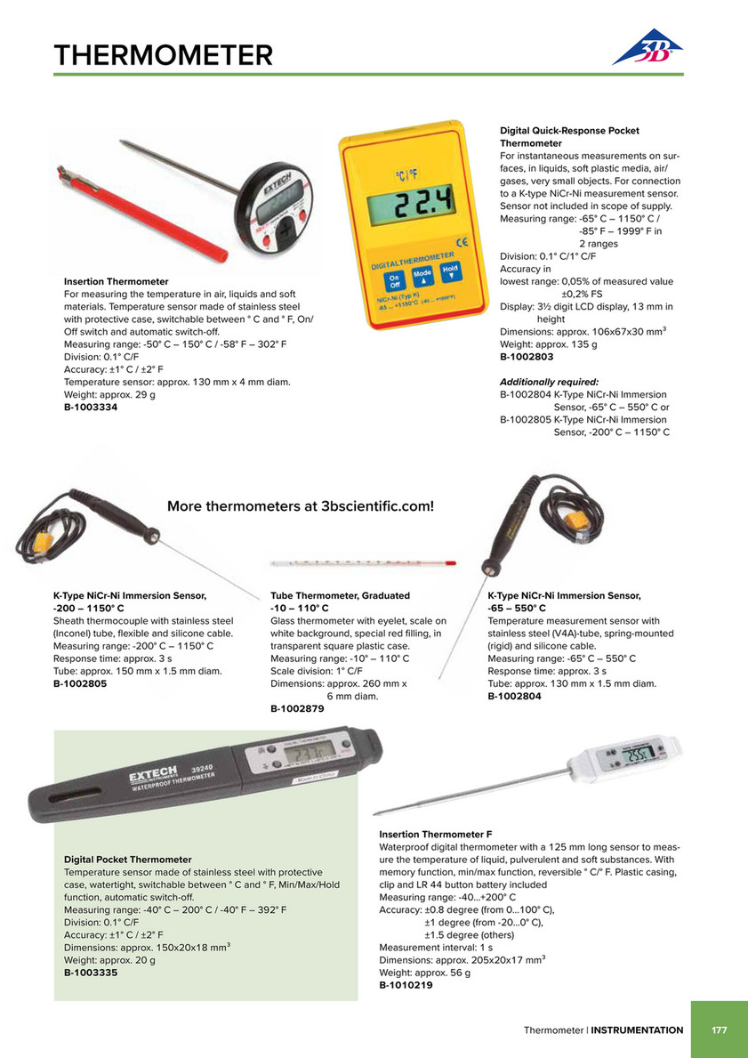 Digital Pocket Thermometer - 1010219 - U29627 - Ecological Supplies - 3B  Scientific